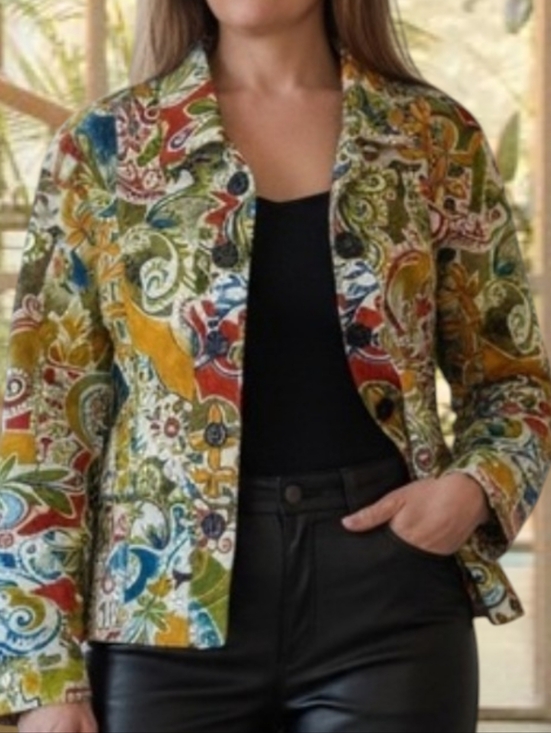 Chico's Jackets & Blazers - XL 16 Chico's Picasso Paisley Jacket Size 3 Button Front Casual Colorful